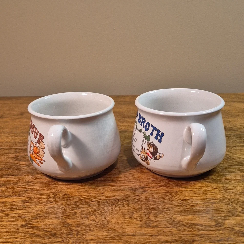 VINTAGE Set of 2 Ceramic Recipe Soup Mugs, Oxtail Soup & Scotch Broth - Picture 5 of 13